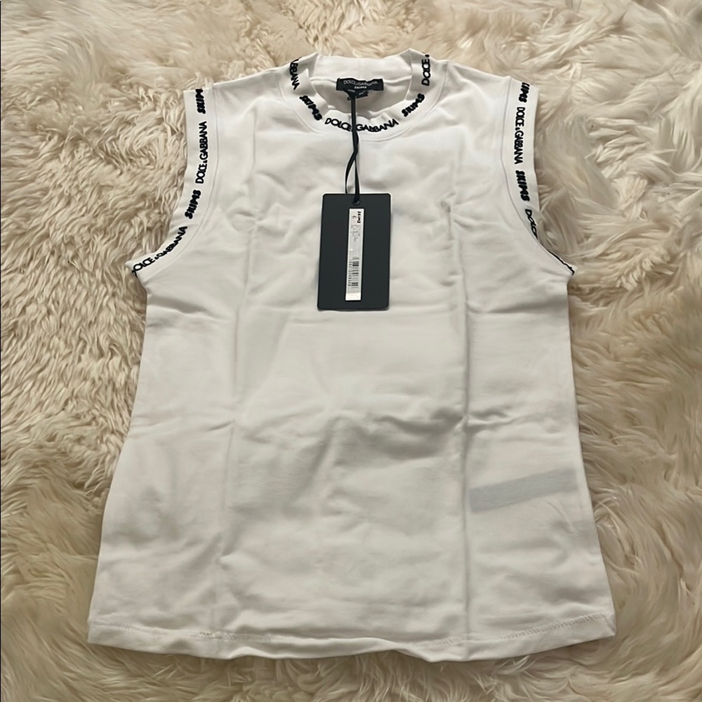 SKIMS Dolce & Gabbana White mock neck tank top